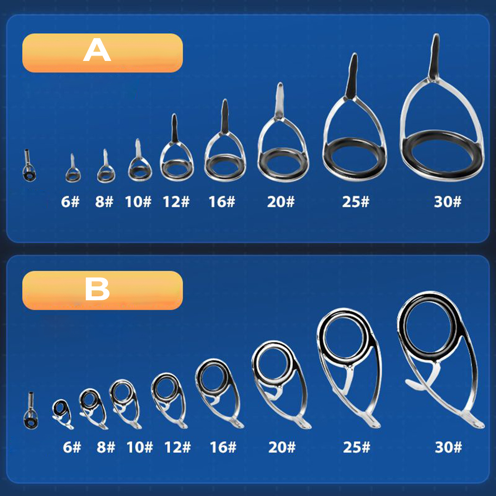 Fishing Rod Guide Replacement - 9-teiliges Angelrutenführung, Keramikringe, Ersatz für Angelruten-Oberring,
